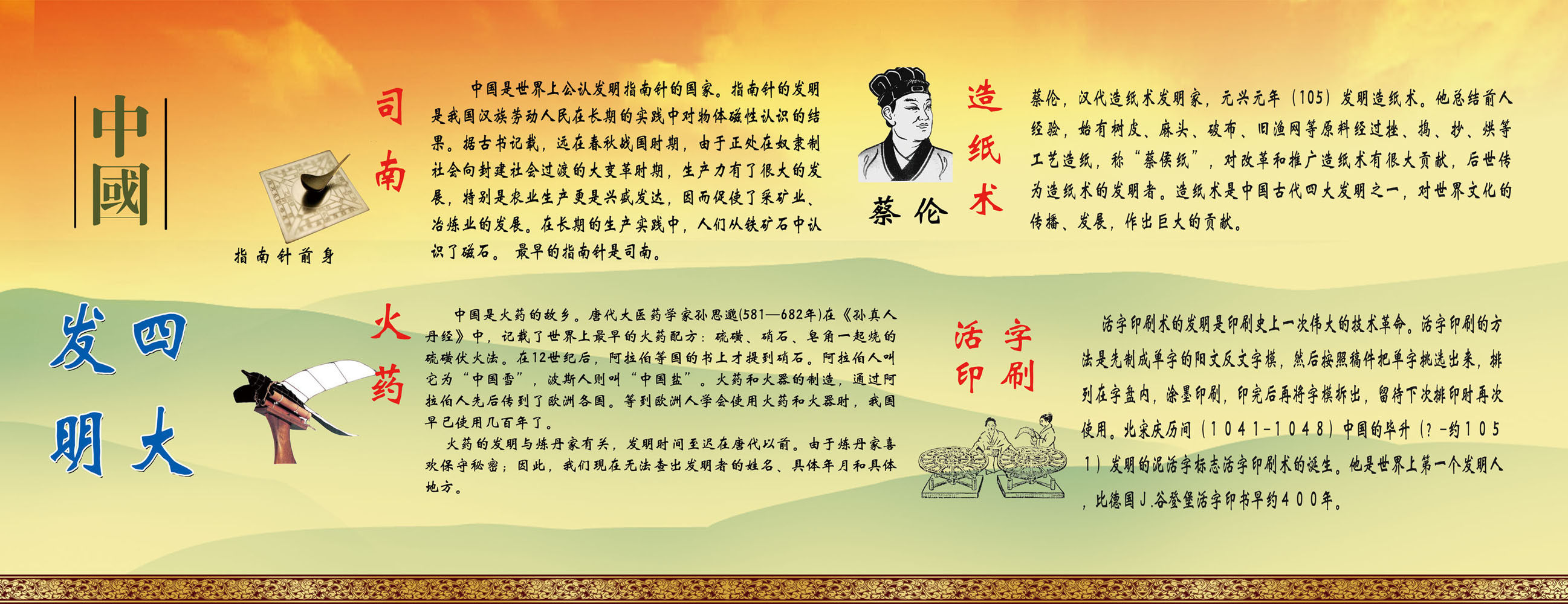 644海报印制海报展板素材36中国古代四大发明简介