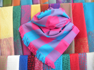 丽江东巴摩梭手工披肩围巾男女款格子纯色围巾云南民族风披肩14色