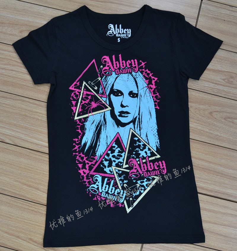 Abbey dawn独家艾薇儿头像脸女式新款纯棉短袖T恤  原宿风