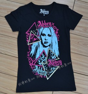 Abbey dawn艾薇儿头像脸女式新款纯棉短袖T恤  原宿风