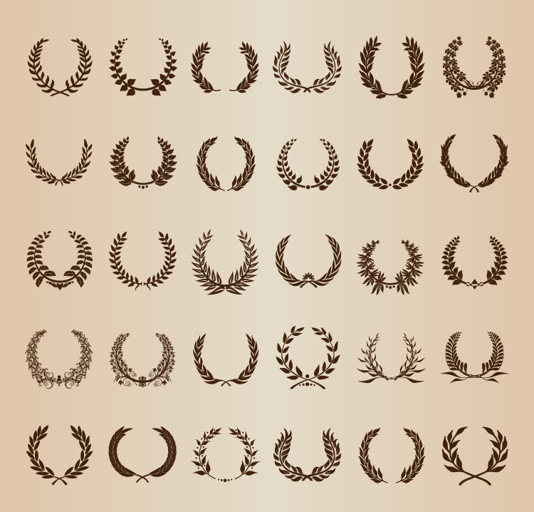 麦穗圆形花纹花边 30款稻穗麦穗装饰花边花纹 ai格式矢量设计素材