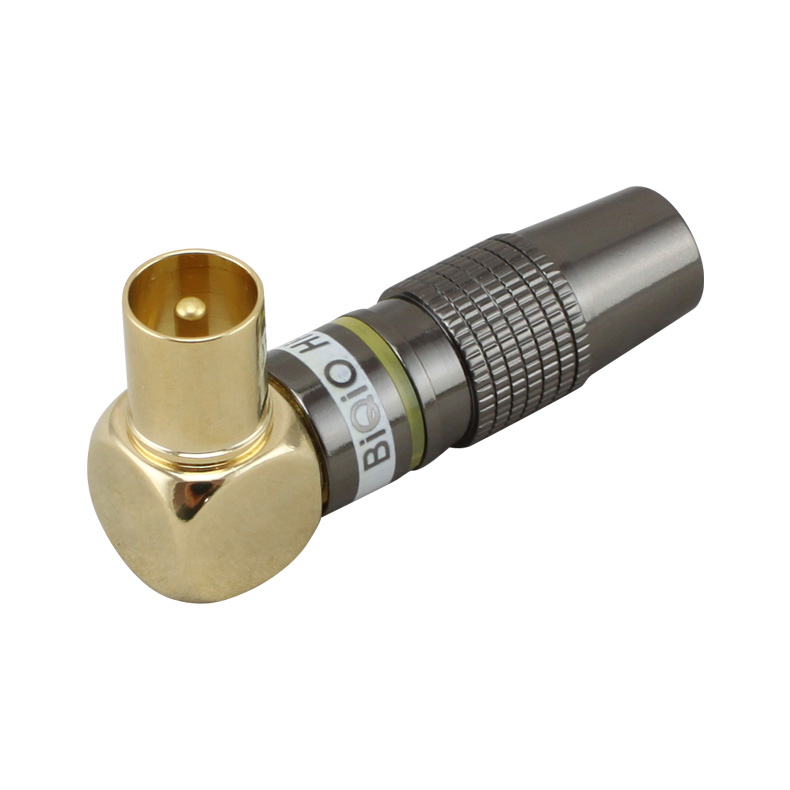 贝桥P556 有线电视线焊接公头TV头射频插头电视头RF 90度电视插头