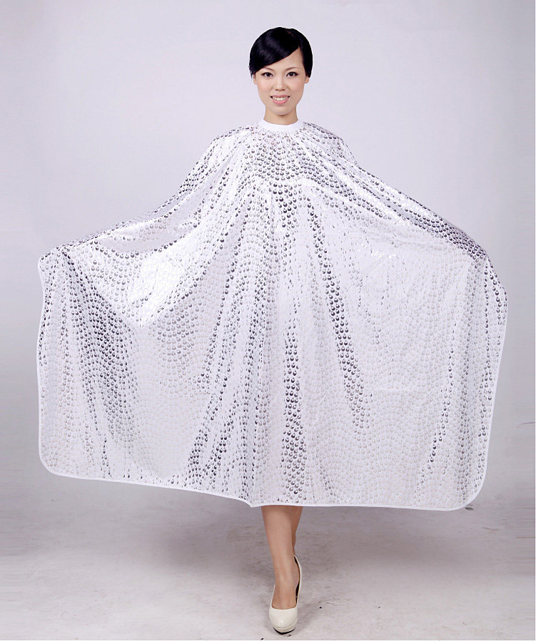 围布 剪发美发 发廊用品 防水孔雀图案新款理发披肩银色白羽