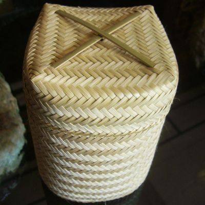 进口手工藤编圆形普洱散茶竹篓