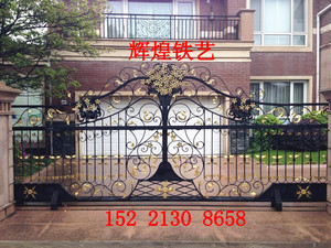 上海铁艺大门庭院门别墅大门铁艺电动双开门移门实木门防腐木门