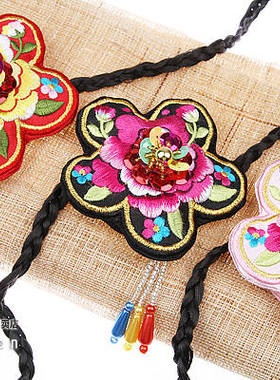 韩国原装进口发饰/绣花发绳/新娘发带/舞台头饰/韩服发带H-P02438