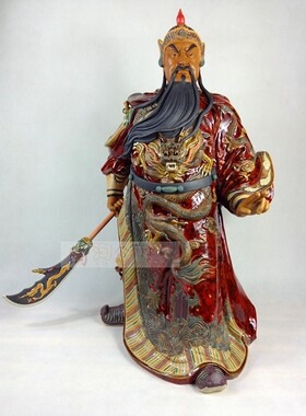 镇宅招财摆件红袍龙二指关公