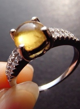 【寂寞五岁】经典四爪 金黄色碧玺精镶银戒