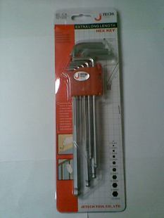 捷科 JETECH BL-C9球头镀烙 特长9件套 内六角扳手 1.5-10MM