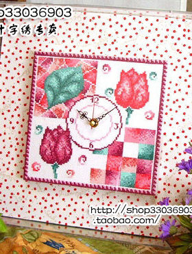DMC十字绣钟面ZP169粉色情调cross stitch
