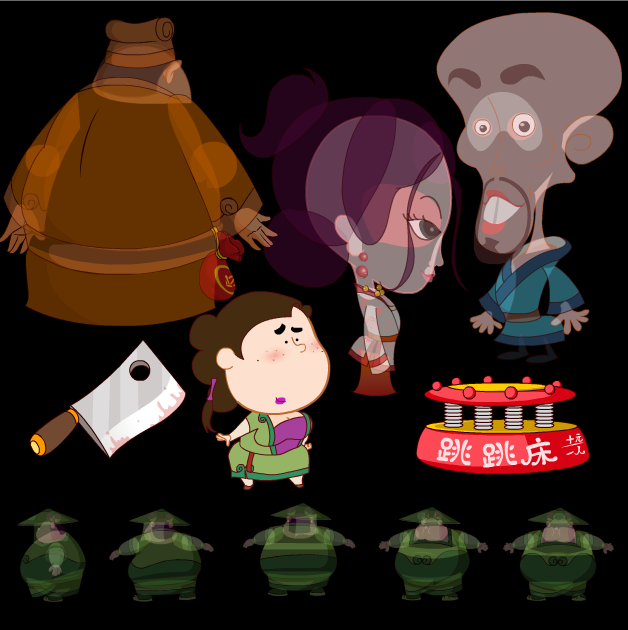 flash 矢量卡通人物 多视图 三视图npc 儒林外传角色素材源文件