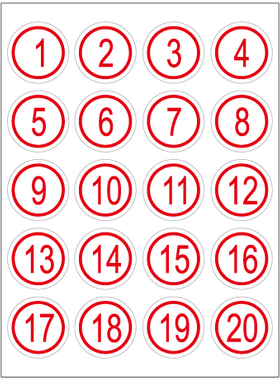 1-200不干胶数字贴纸 2cm圆形数字号码贴 工号标签贴纸编号贴纸