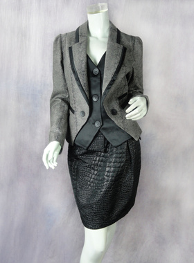 反季清!ZOKO倬可儿 女春秋假两件套压花商务西装短外套A0146 0245