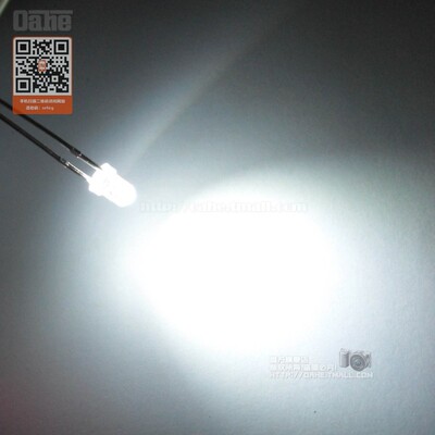 oahe|直插发光管 F3MM圆头 白发白透明 高亮 长脚（1000个）