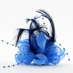 新款小串珠羽毛布艺绢纱莲花胸花胸针头花发夹边夹两用多色