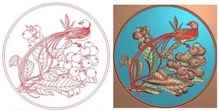 圆盘 花鸟 浮雕图 JDP JD081 源文件 精雕图