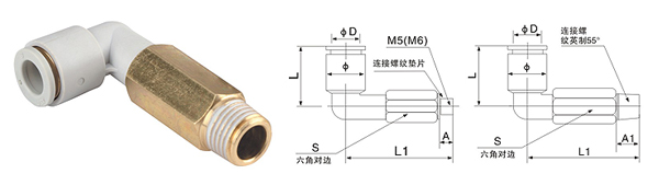 SMC型外螺加长弯接头KB2W/KQ2W04/06/08/10/12-M5/01/02/03/04S