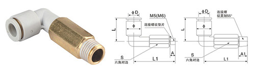SMC型外螺加长弯接头KB2W/KQ2W04/06/08/10/12-M5/01/02/03/04S
