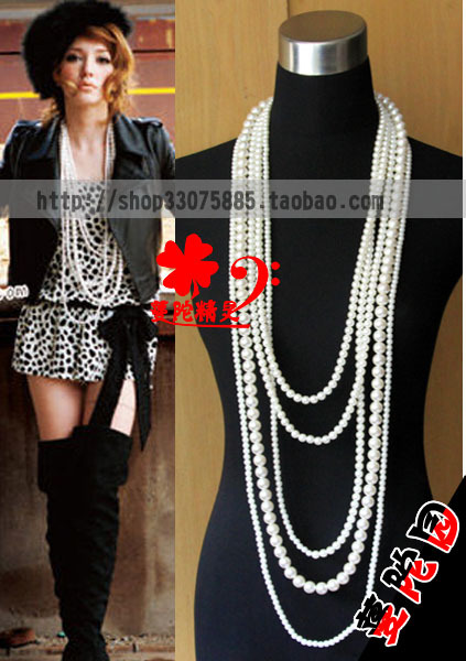 Lina multi layer super long pearl necklace sweater chain made by mantuoyuan buyer