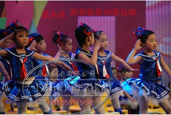 六一兒童表演服童年相冊舞蹈幼兒表演服海軍服裝舞蹈服女 蓬蓬裙