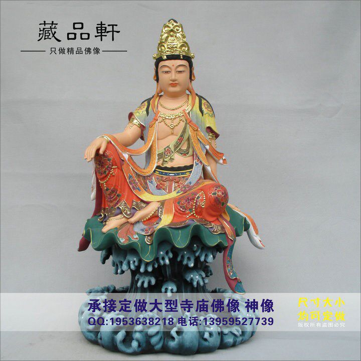 木雕佛像 香樟木真金彩绘 60CM精品自在观音神像佛具摆件工艺品