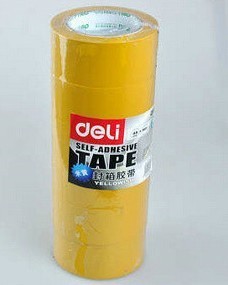 包邮得力30359黄色封箱带 6公分宽100码封箱胶带 打包胶带封箱带