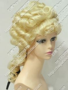 淡金色卷发 律师头假发法官头 法国贵族宫廷女王假发表演圣诞假发