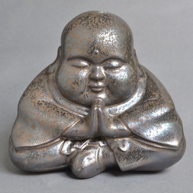 祈祷小和尚陶瓷摆件仿古小沙弥工艺品摆件小佛像摆件陶瓷人物摆件