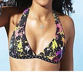 F534  比基尼泳衣性感聚拢上衣 黑白小波點 S L XL XXL