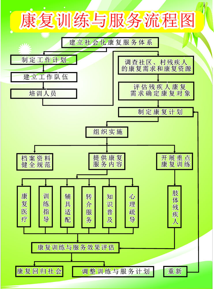 589海报印制海报展板素材411康复训练与服务流程图