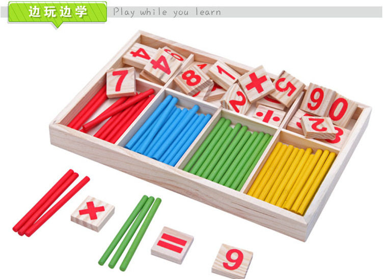 数数字棒蒙氏教具木质制彩色木棒早教益智木盒教具幼儿学数学工具