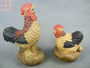 正品宜兴紫砂/段泥摆件 夫唱妇随(雄鸡报晓/母鸡下蛋)茶宠/茶玩