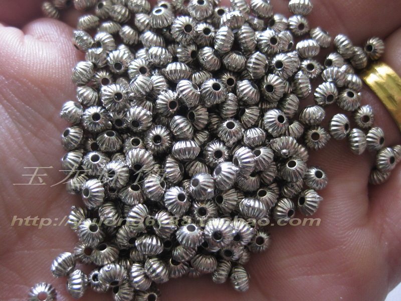 仿金属珠扁珠米珠隔珠银色算盘珠3X4.5mm车轮珠手缝DIY挡珠批发斤
