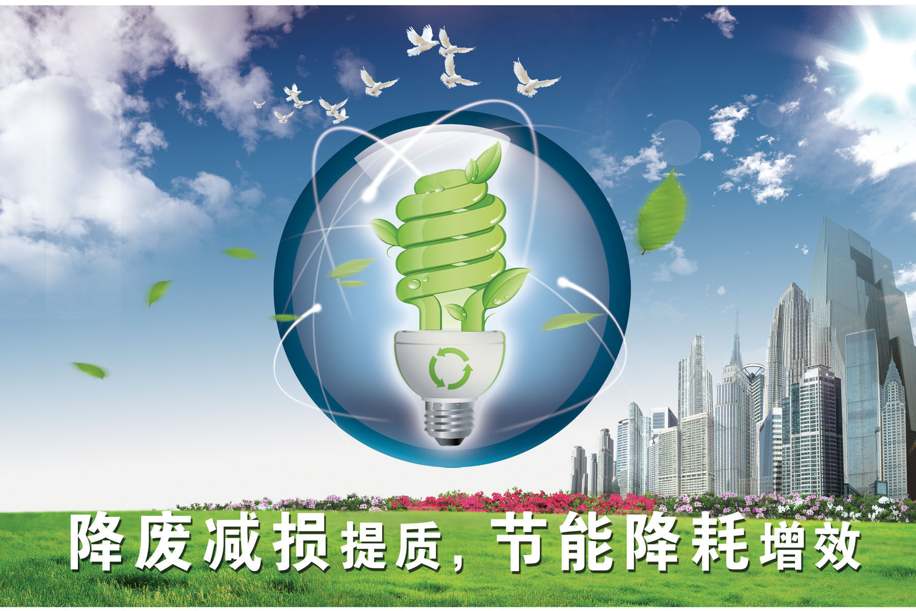 595海报印制海报展板素材298地球节能降废减损提质降耗增效