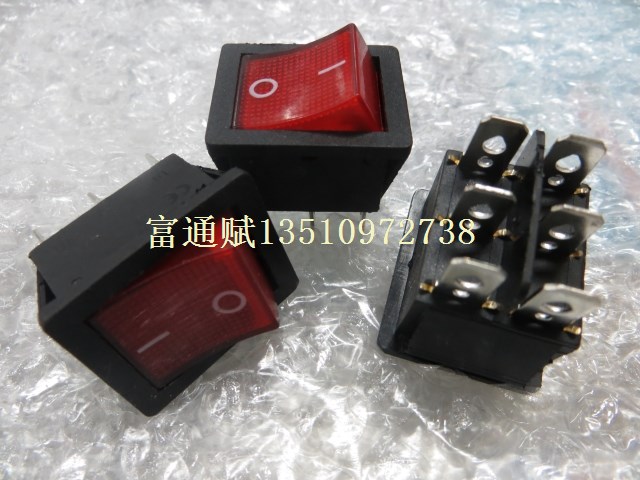 高品质KCD4船型开关6脚带灯10A250V /15A125V 31x25mm现货