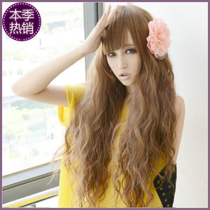 安娜罗新款女修脸假发长发卷发高温丝长发女假发玉米烫齐刘海6652