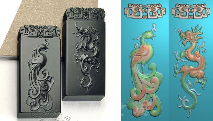 精雕图 浮雕图 灰度图 电脑雕刻图 JDP文件 玉雕龙凤对