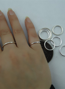 包邮正品素银99纯银圆圈足银对戒