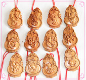 桃木十二生肖项链 平安 鼠牛虎兔龙蛇马羊猴鸡狗猪