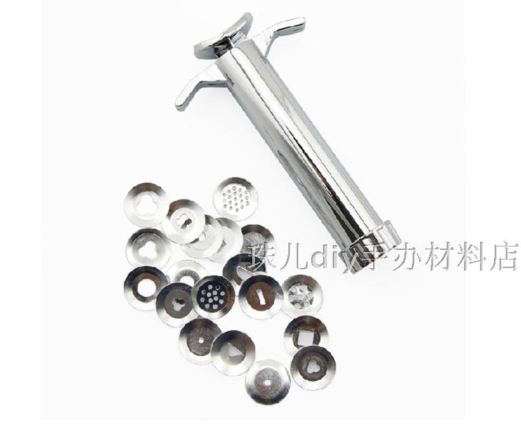 万用挤泥器 合金挤泥枪 陶艺/油泥/软陶/粘土造型模具 配19个花纹