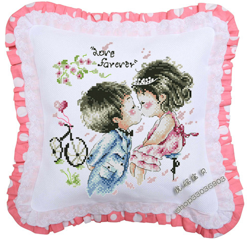 DMC十字绣靠垫（抱枕）ZP124CD S3212 love forever 爱永恒