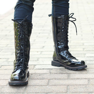 Martens, trend denim high boots, punk style, Korean style, plus size