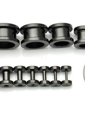 黑色滑轮款钛钢耳扩大器316L钢人体穿刺空心耳扩饰品扩耳器[2900]