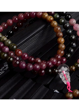 天然多圈碧玺佛珠手链