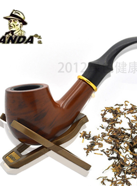 正品26省包邮SANDA三达耐用胶木循环过滤弯式烟斗送配件 黑色礼盒