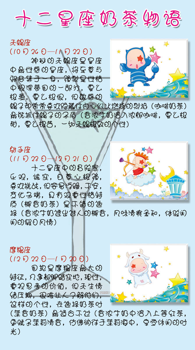 638海报印制海报展板素材190十二星座奶茶物语(2)