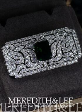 Meredith&Lee 高级感轻奢宫廷复古优雅方形镂空锆石胸针胸花