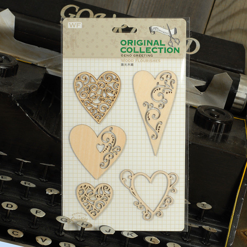 伊和诺欧式创意镂空木质材料贴片贴花diy配饰配件激光木雕wf