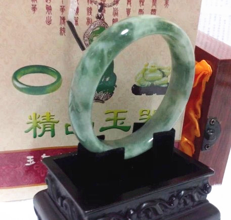 天然老坑翡翠A货玉镯子油青色飘花翠玉手镯礼品饰品情侣手镯