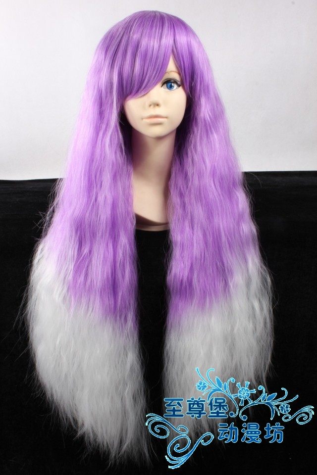 原宿紫色白色渐变泡面卷发 玉米烫 玉米须 长发cos长卷发假发假毛